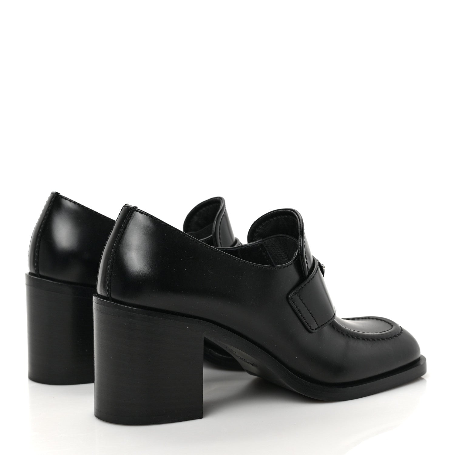 Prada Spazzolato Metal Triangle Logo 85mm Loafers 37.5 Black 4 of 8