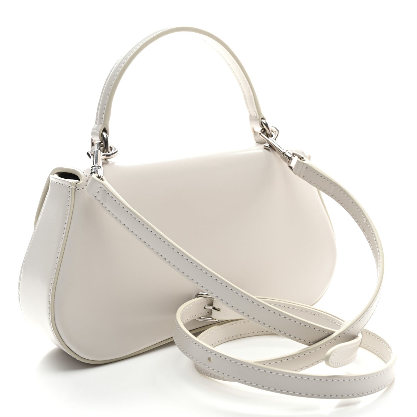 Shiny Calfskin Teen Lola Bag White