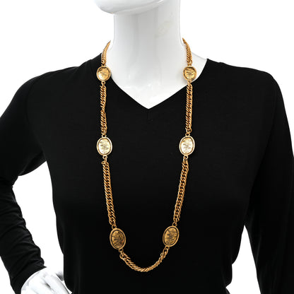 Chanel Metal CC Long Chain Station Necklace Gold 2 of 7