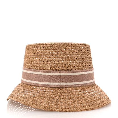 Christian Dior Straw Bucket Hat 59 Natural Rose Des Vents 6 of 9