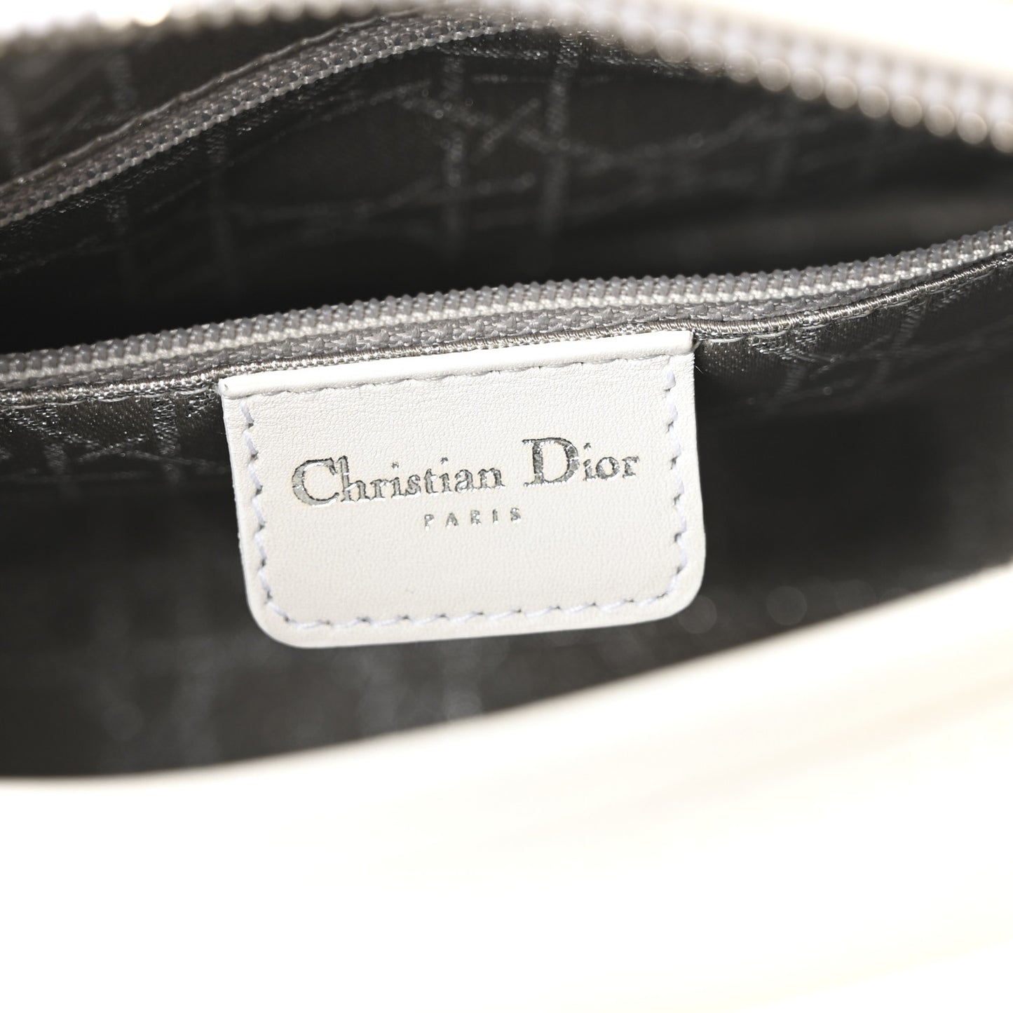 Lambskin Studded Cannage Medium Lady Dior White