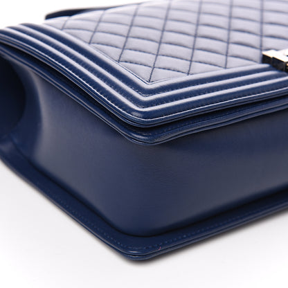 Chanel Lambskin Quilted New Medium Boy Flap Dark Blue 10 of 13