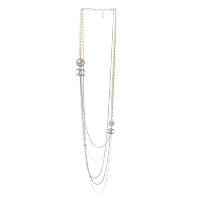 Chanel Pearl Chain CC Long Multistrand Necklace Gold 3 of 6