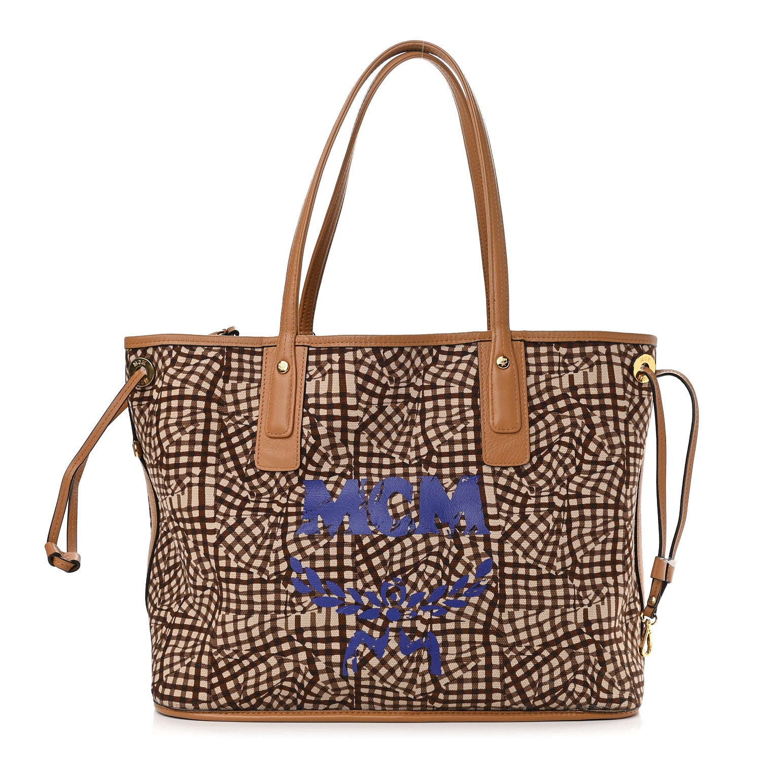 MCM Visetos Medium Liz Reversible Shopper Tote Cognac 3 of 13