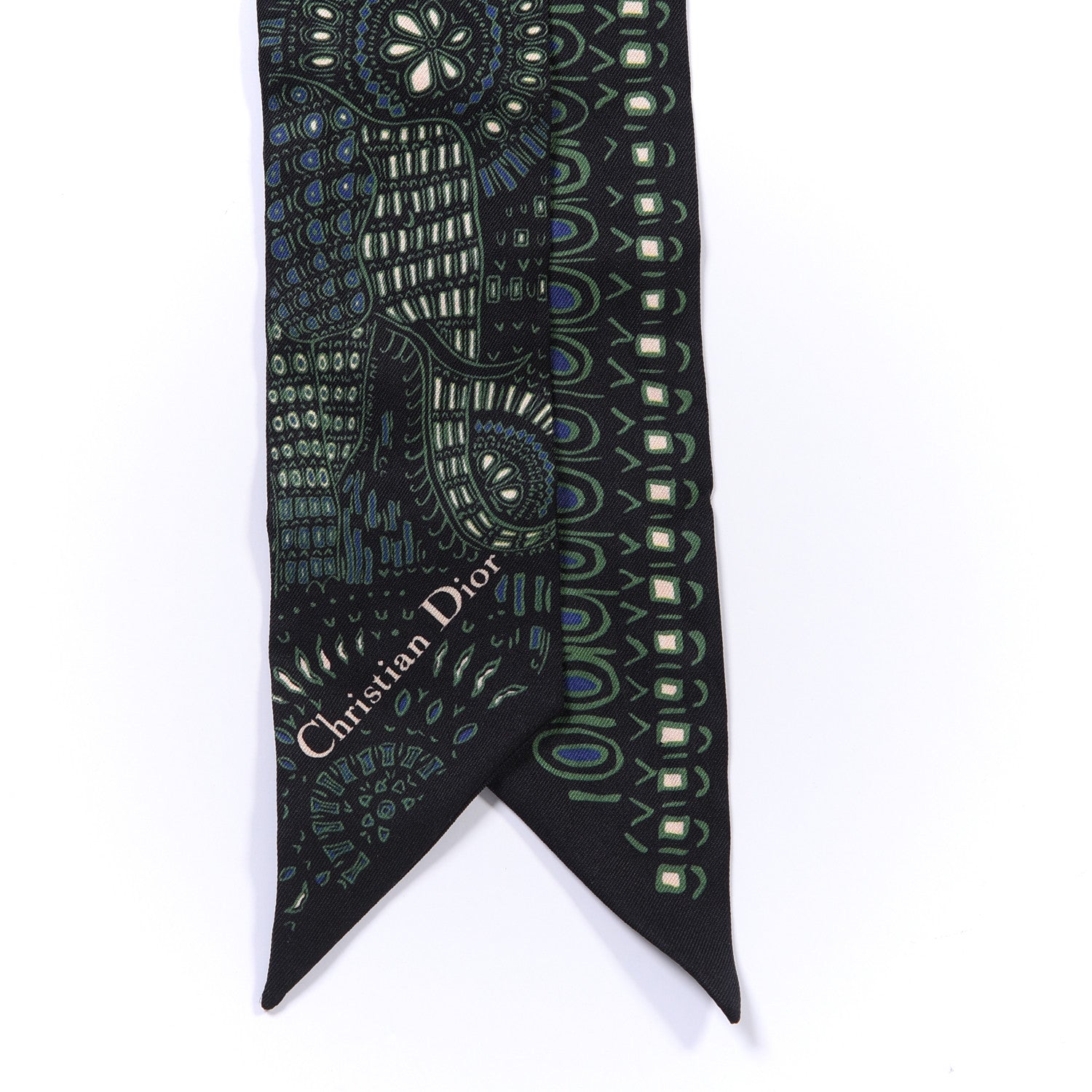 Christian Dior Silk Animals Mitzah Scarf Green 3 of 3