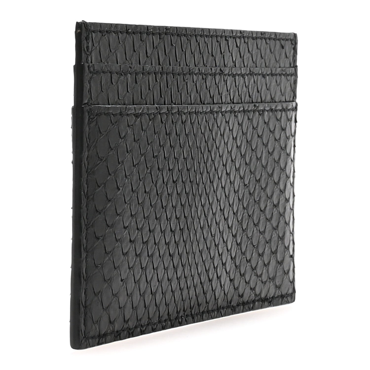 Saint Laurent Snakeskin Monogram Credit Card Case Black 3 of 8