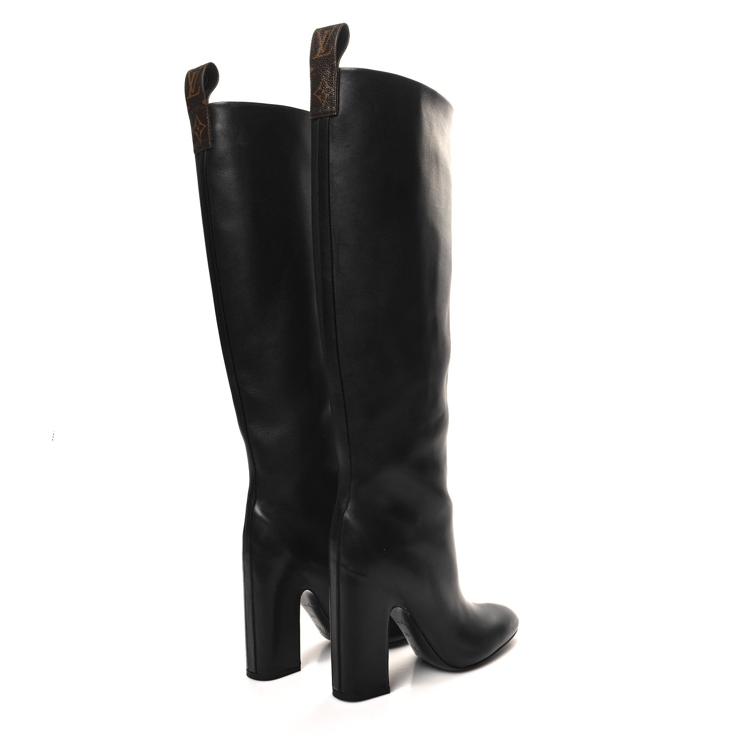 Louis Vuitton Calfskin Patent Monogram Donna High Boots 36 Black 4 of 7