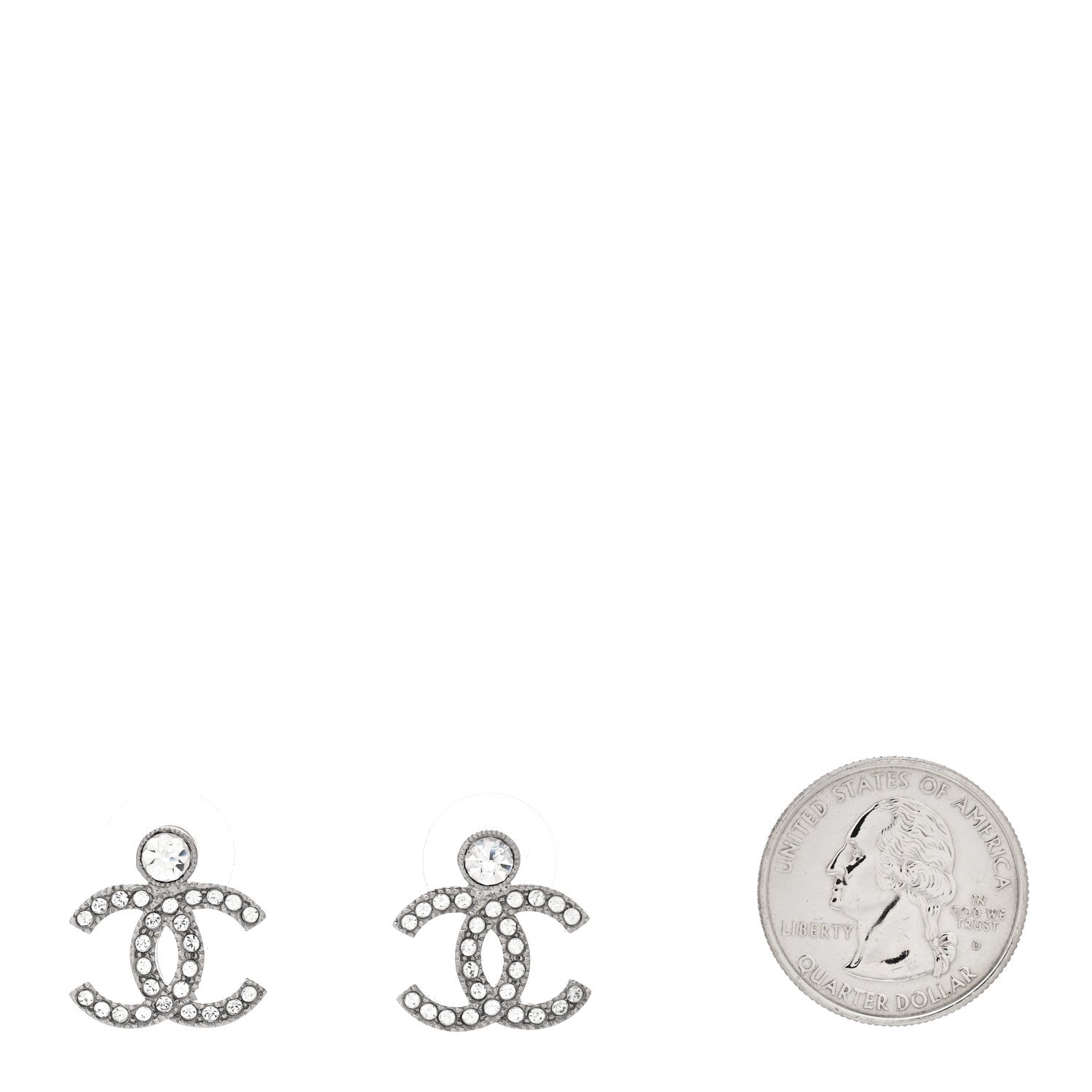 Chanel Crystal CC Earrings Silver 2 of 5