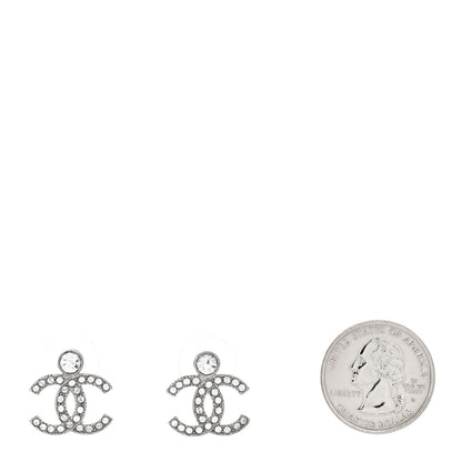 Chanel Crystal CC Earrings Silver 2 of 5