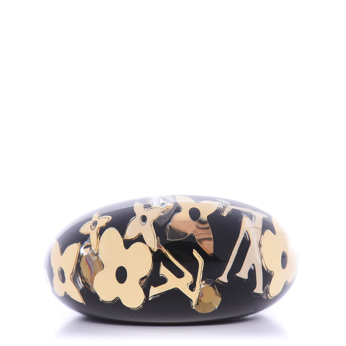 Resin Swarovski Crystal Inclusion Ring L Black