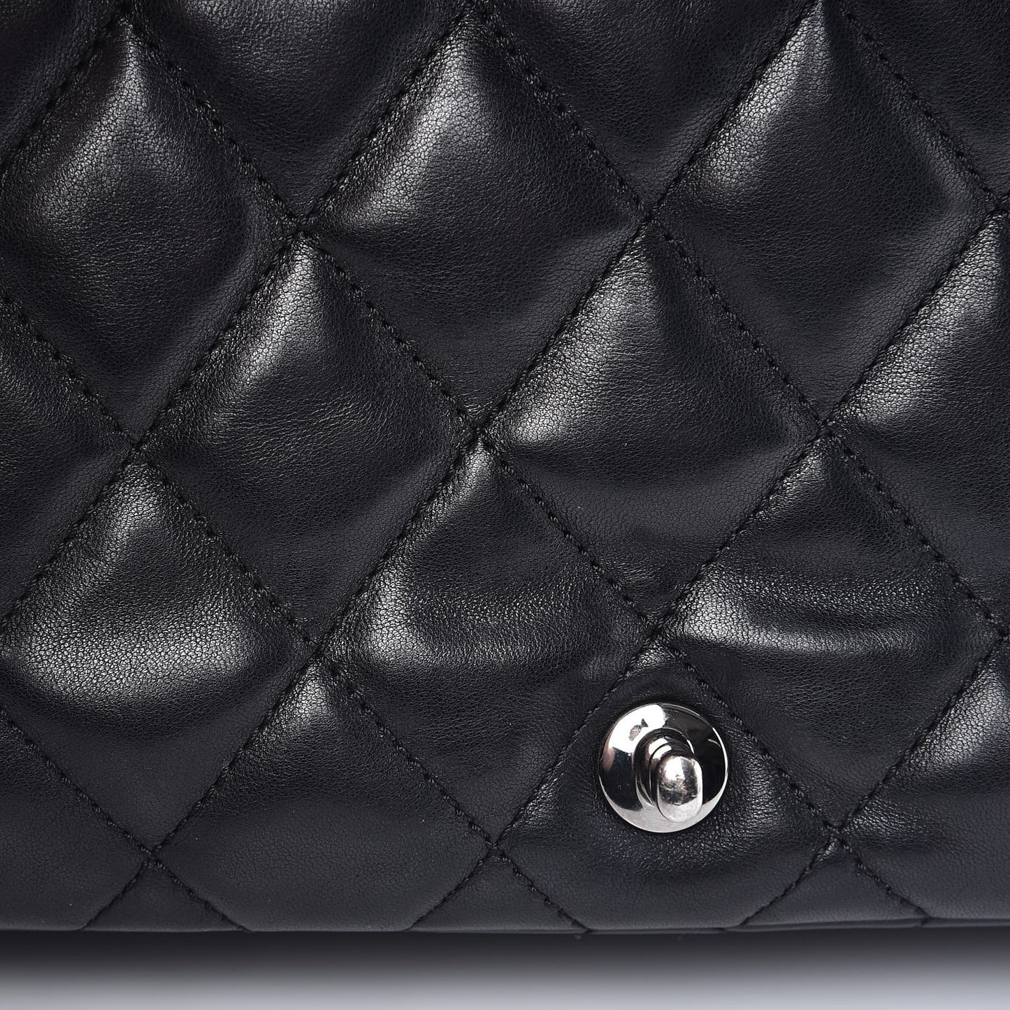 Lambskin Quilted Large 3 Flap Black