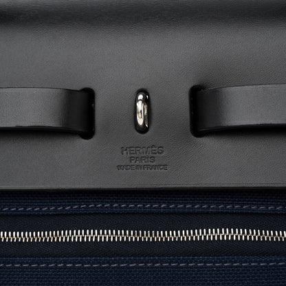 Hermes Military Toile Vache Hunter Herbag Zip Retourne 31 PM Bleu Marine Black 8 of 14