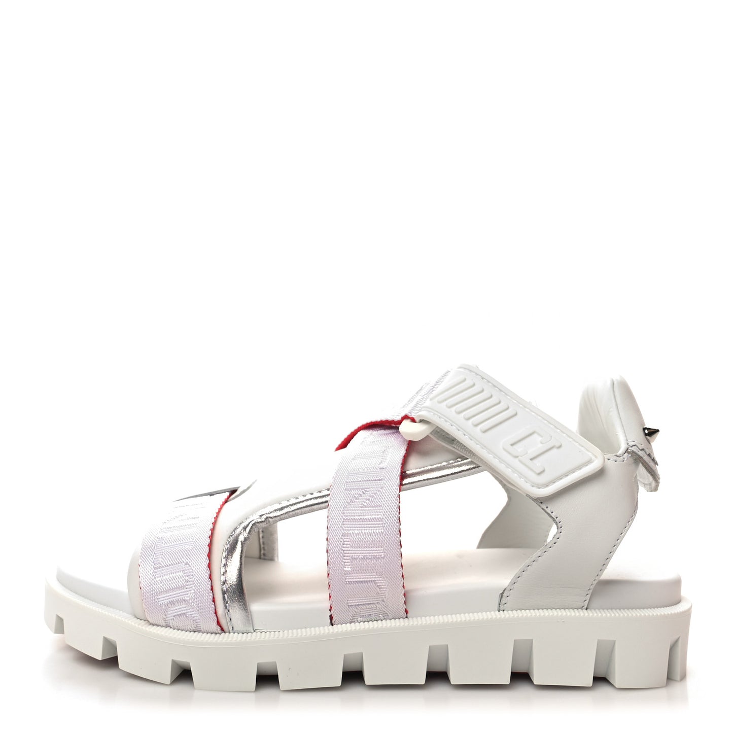 Calfskin Velcrissimo Flat Sandals 36 Blanco Silver
