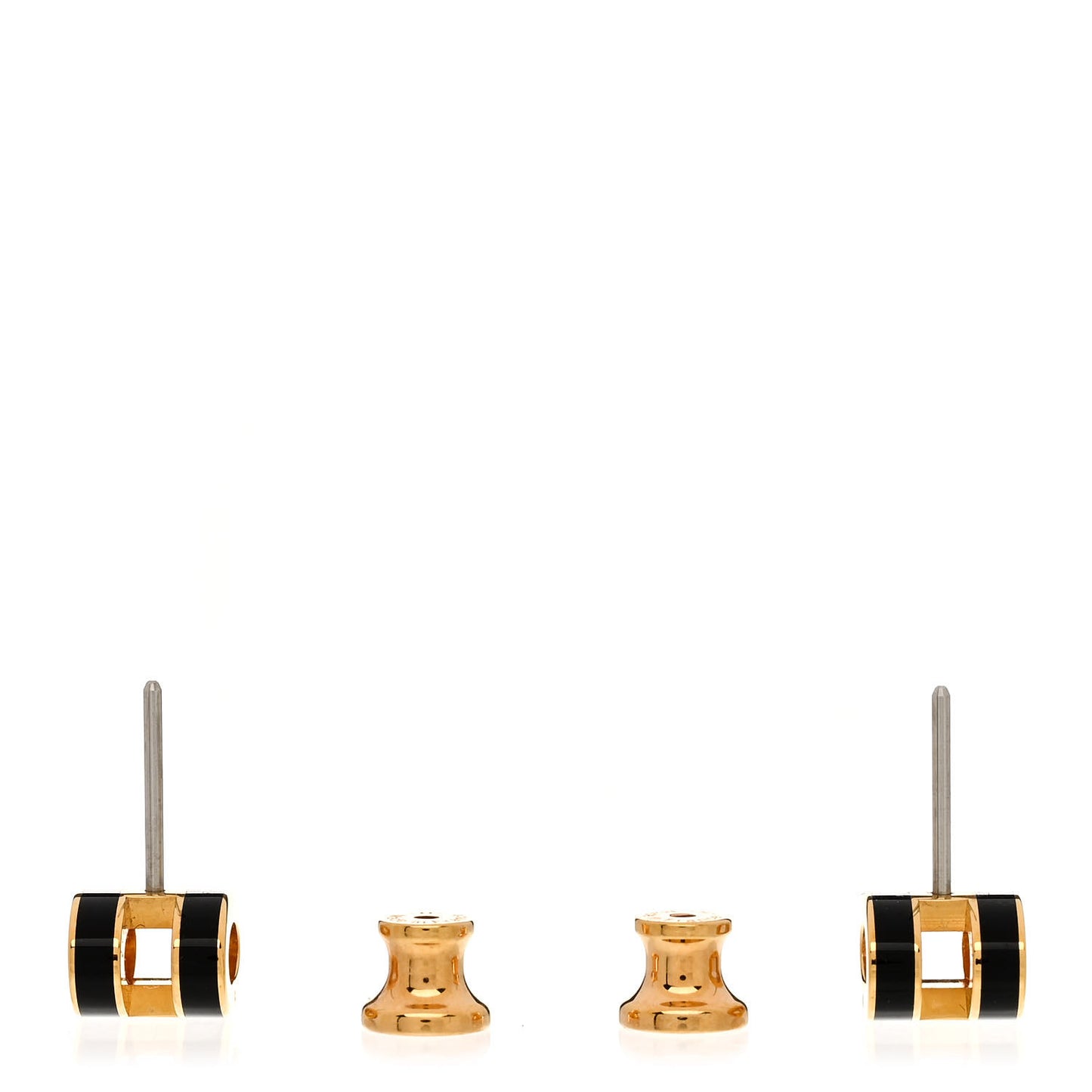 Gold Lacquered Mini Pop H Earrings Black
