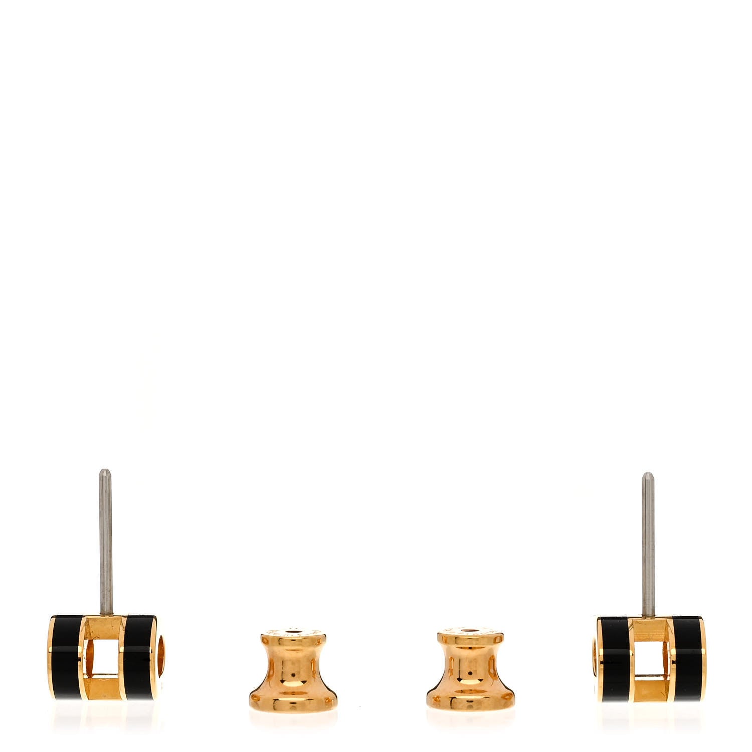Hermes Gold Lacquered Mini Pop H Earrings Black 3 of 5