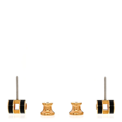 Hermes Gold Lacquered Mini Pop H Earrings Black 3 of 5