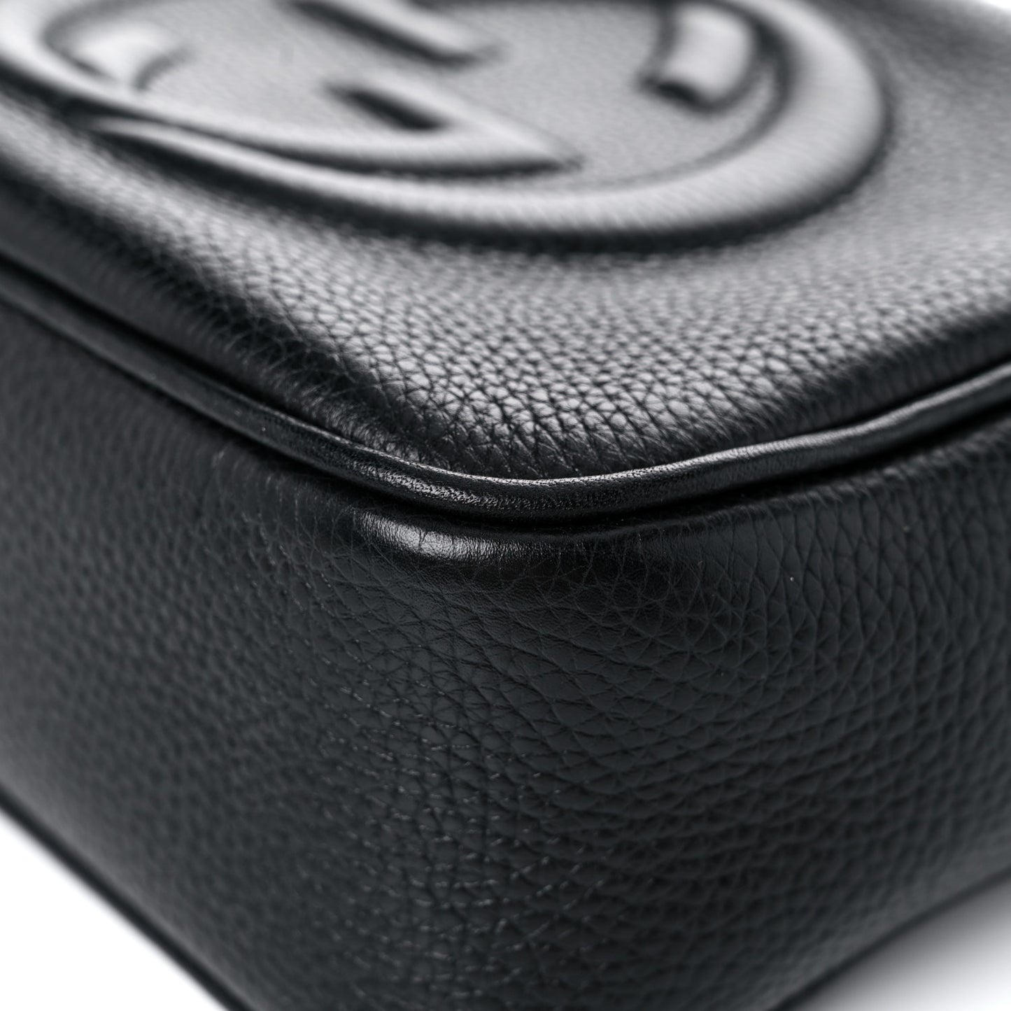 Pebbled Calfskin Small Soho Disco Bag Black