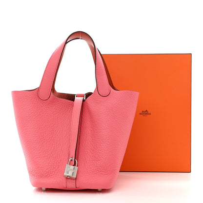 Hermes Taurillon Clemence Picotin Lock 18 PM Rose Azalee 11 of 11