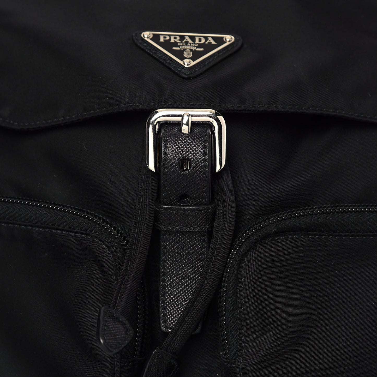 Tessuto Nylon Vela Saffiano Large Backpack Black