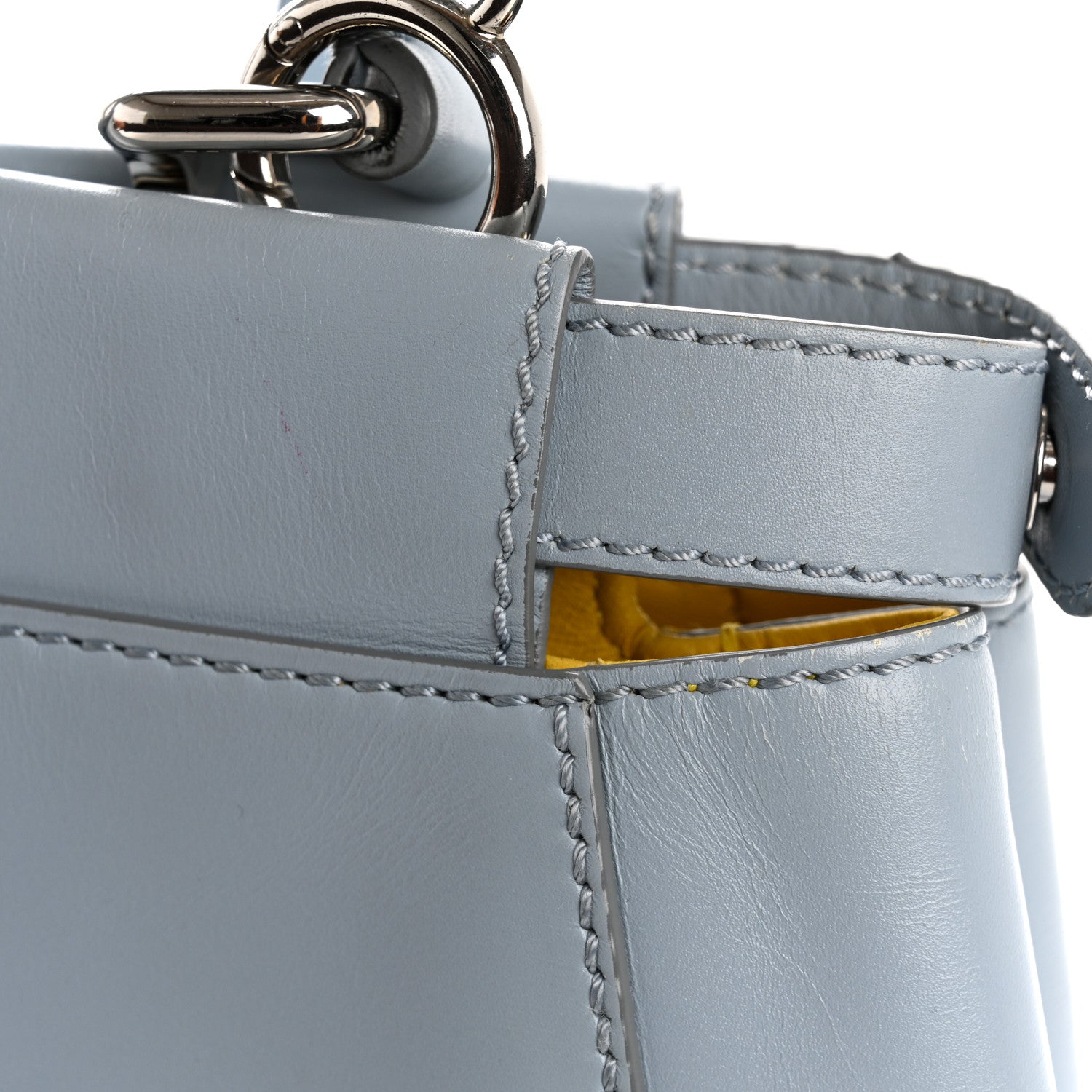 Fendi Vitello Morgan Shiny Nappa Medium Peekaboo Iconic Satchel Polvere Sunflower 14 of 15