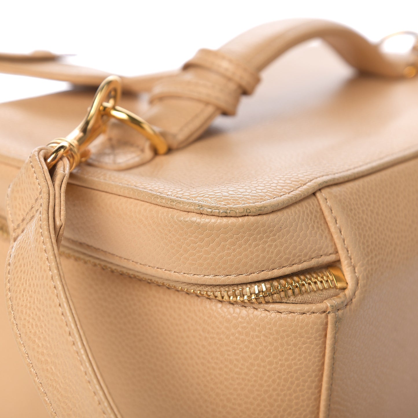 Caviar CC Vanity Train Case Beige