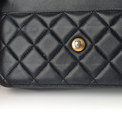 Chanel Lambskin Quilted CC Pearl Crush Wallet on Chain WOC Black 14 of 19