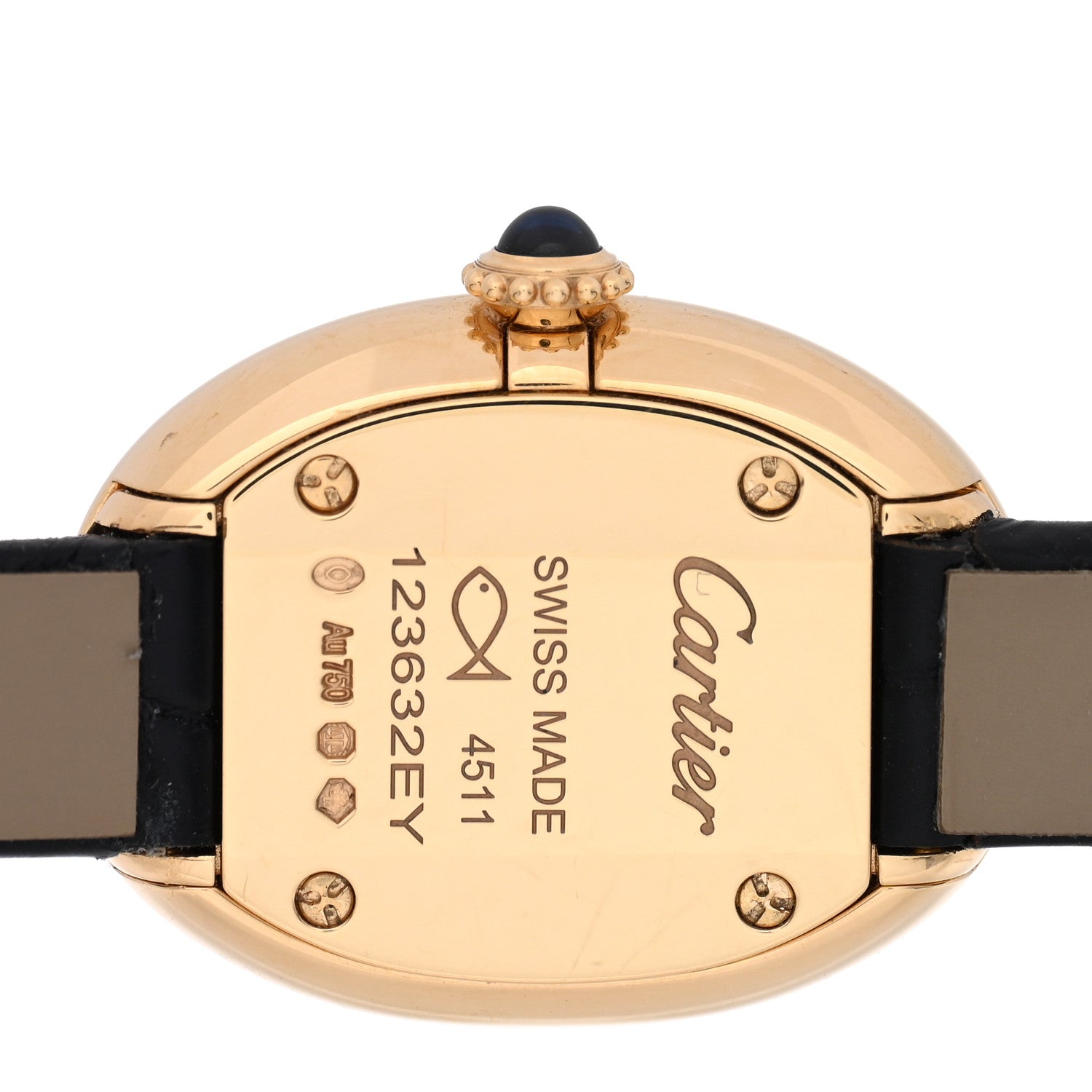 Cartier 18K Yellow Gold Alligator 23mm Baignoire Quartz Watch 4 of 5