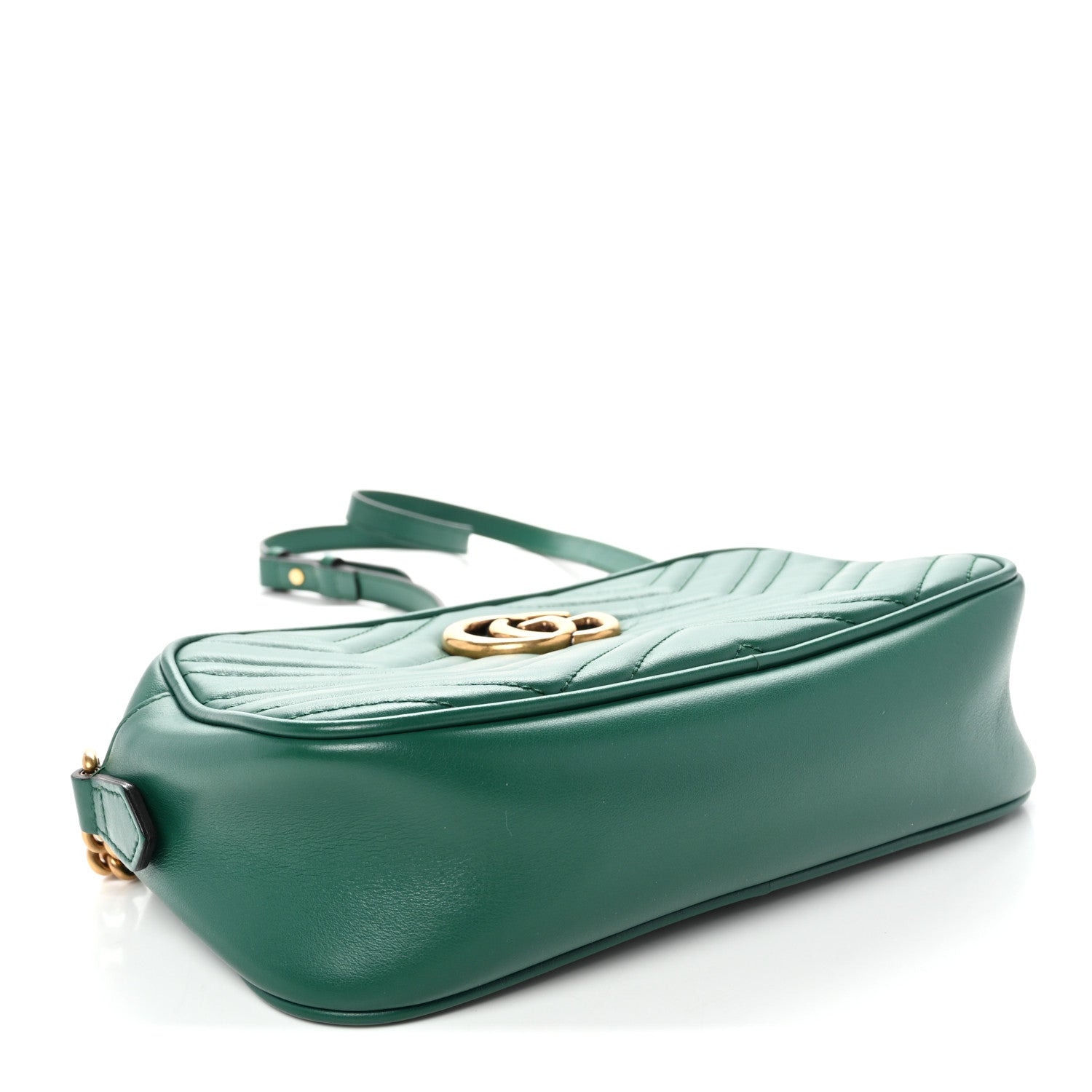 Gucci Calfskin Matelasse Small GG Marmont Chain Shoulder Bag Emerald Green 4 of 11