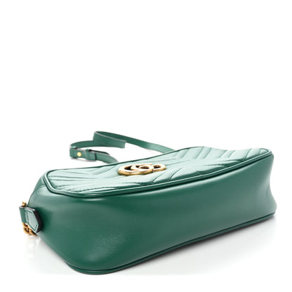 Gucci Calfskin Matelasse Small GG Marmont Chain Shoulder Bag Emerald Green 4 of 11