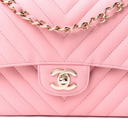 Chanel Caviar Chevron Quilted Small Double Flap Pink 8 of 12