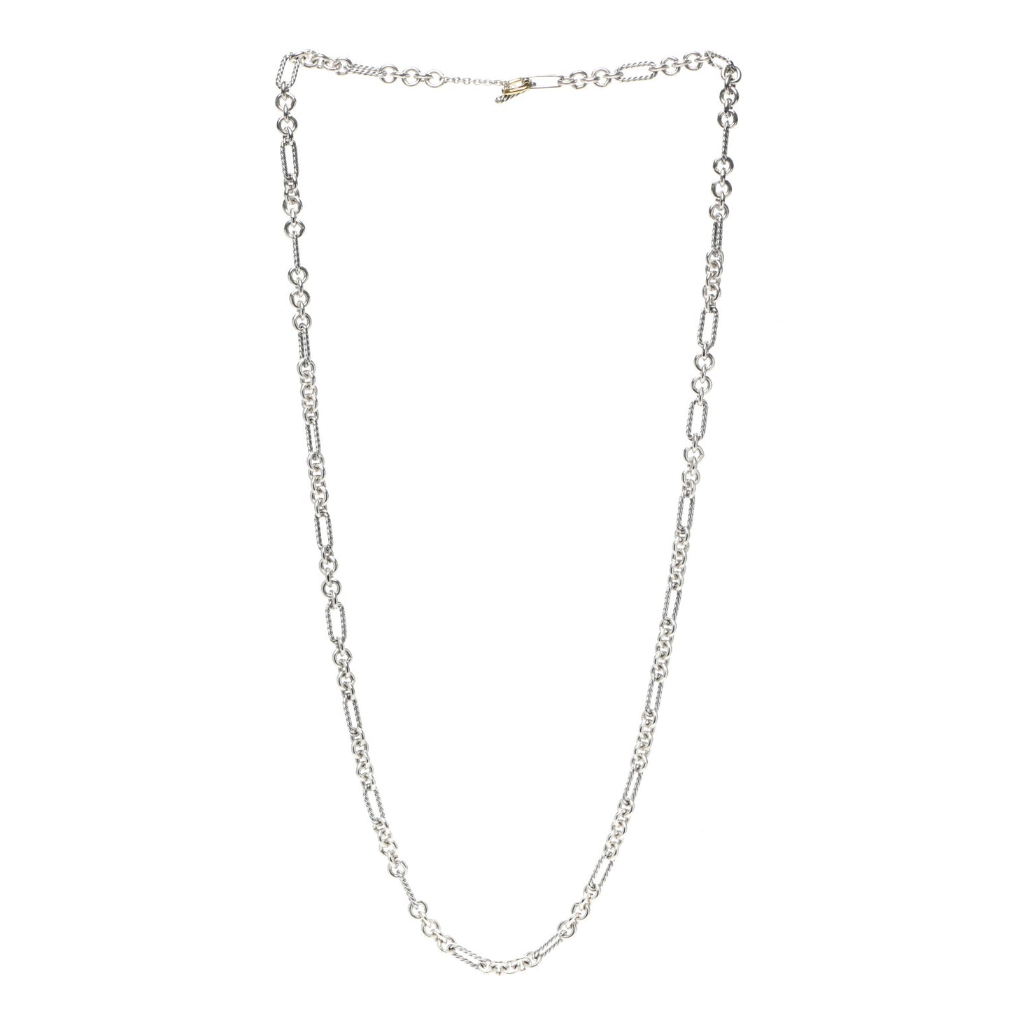 Sterling Silver 18K Yellow Gold Figaro Chain Link Necklace