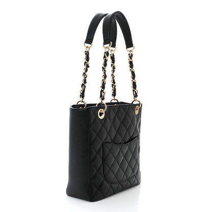 Chanel Caviar Quilted Petit Shopping Tote PST Black 3 of 10