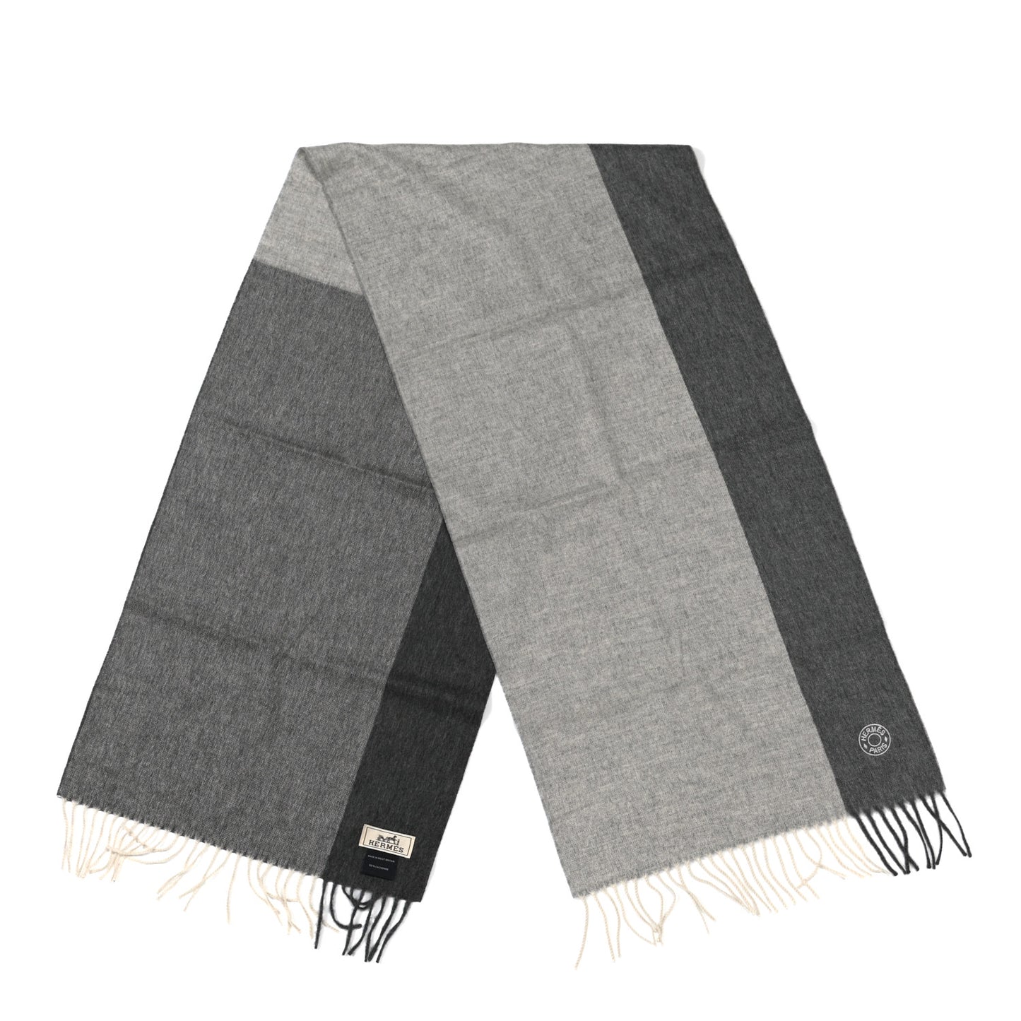 Cashmere Summer Block Muffler Gris Chine
