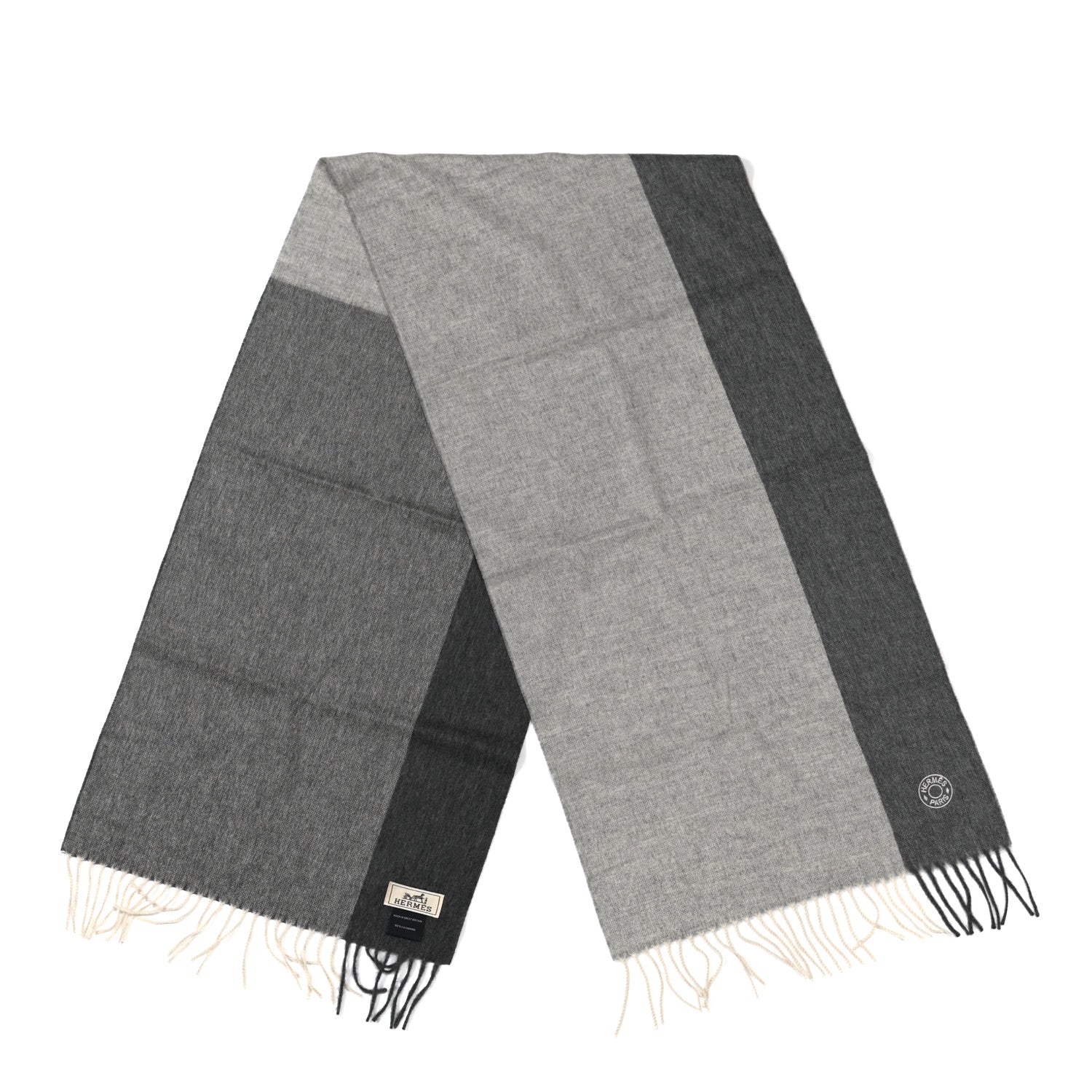 Hermes Cashmere Summer Block Muffler Gris Chine 2 of 4