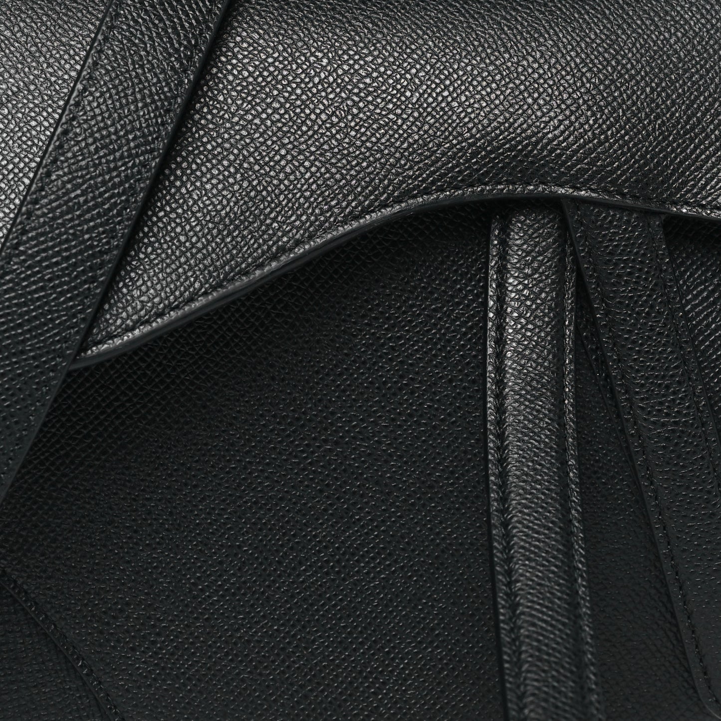 Grained Calfskin Saddle Bag With Strap Black