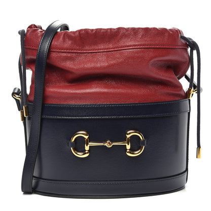 Gucci Azalea Sakai Be Green Calfskin Horsebit 1955 Drawstring Bucket Bag Blue New Cherry Red 1 of 10