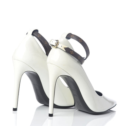 Louis Vuitton Monogram Patent Call Back Pumps 37.5 White 4 of 8