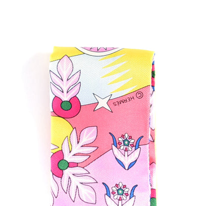 Hermes Silk La Source de Pegase Twilly Rose Vif Jaune Vif 3 of 4