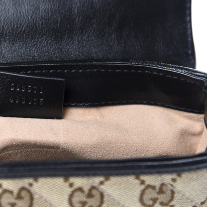 Gucci Monogram Azalea Calfskin Matelasse Diagonal Mini GG Marmont Top Handle Shoulder Bag Beige Ebony Black 9 of 11