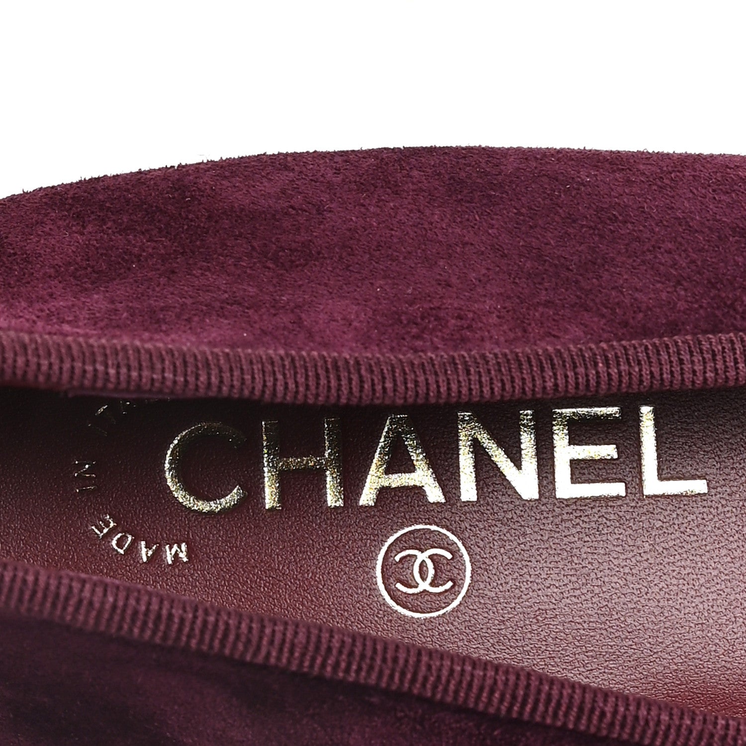 Chanel Suede Patent Cap Toe CC Ballerina Flats 38 Burgundy 8 of 9