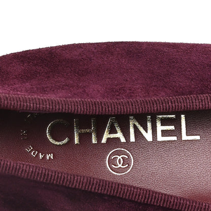 Chanel Suede Patent Cap Toe CC Ballerina Flats 38 Burgundy 8 of 9