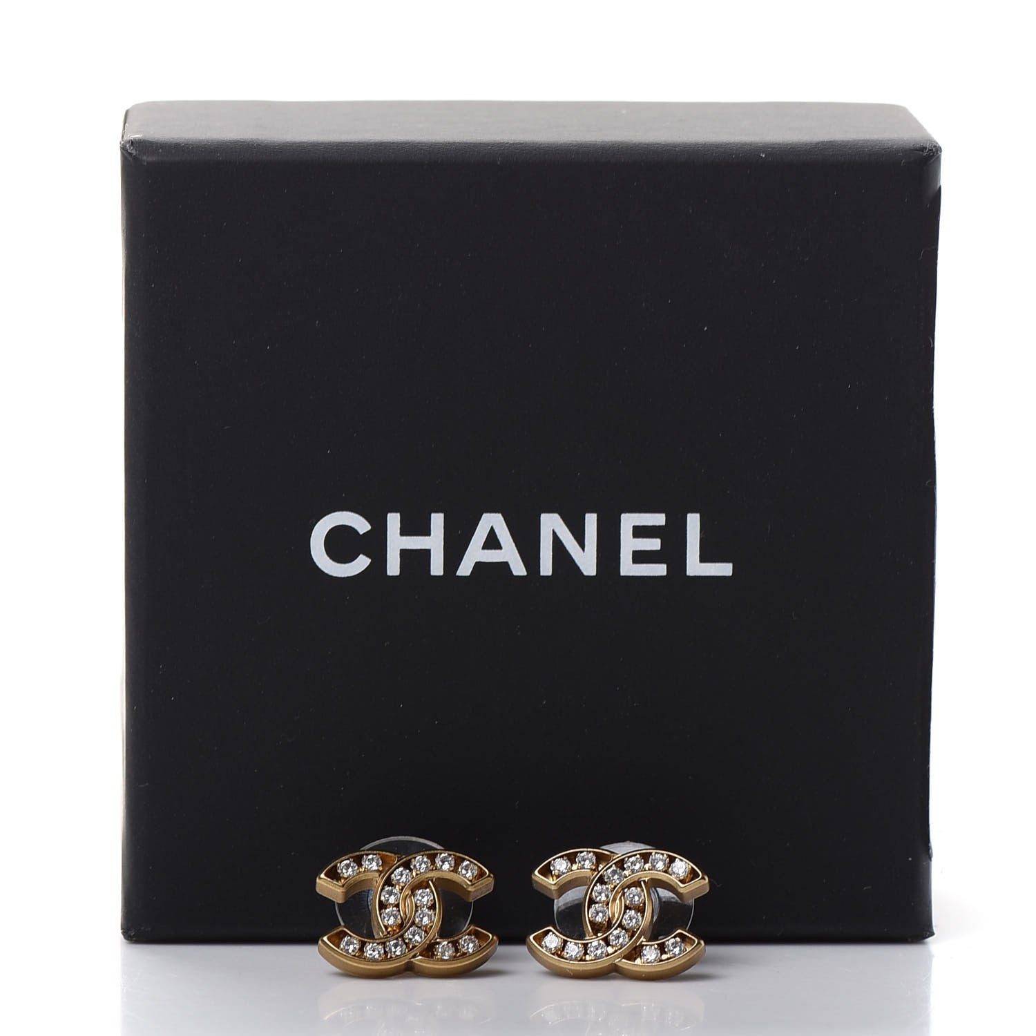 Chanel Crystal CC Earrings Gold 5 of 5