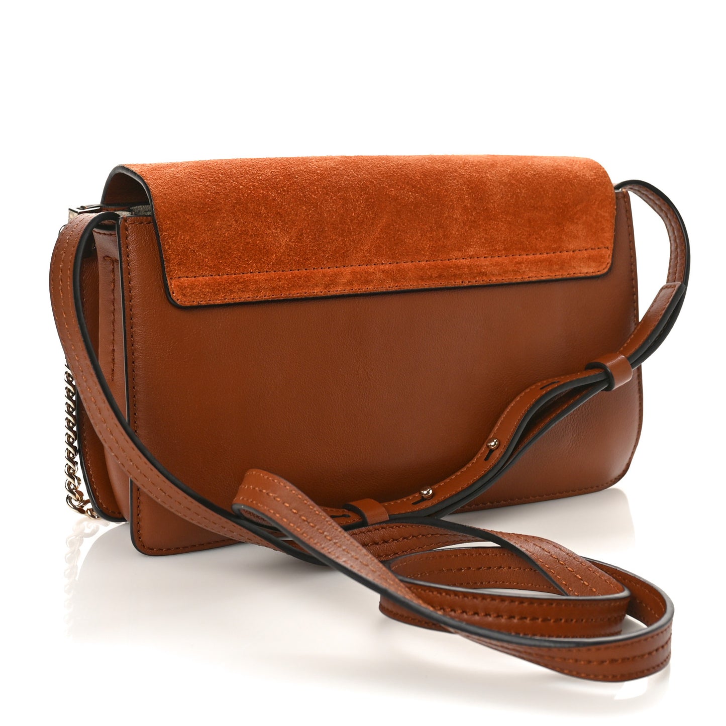 Suede Calfskin Small Faye Shoulder Bag Tobacco