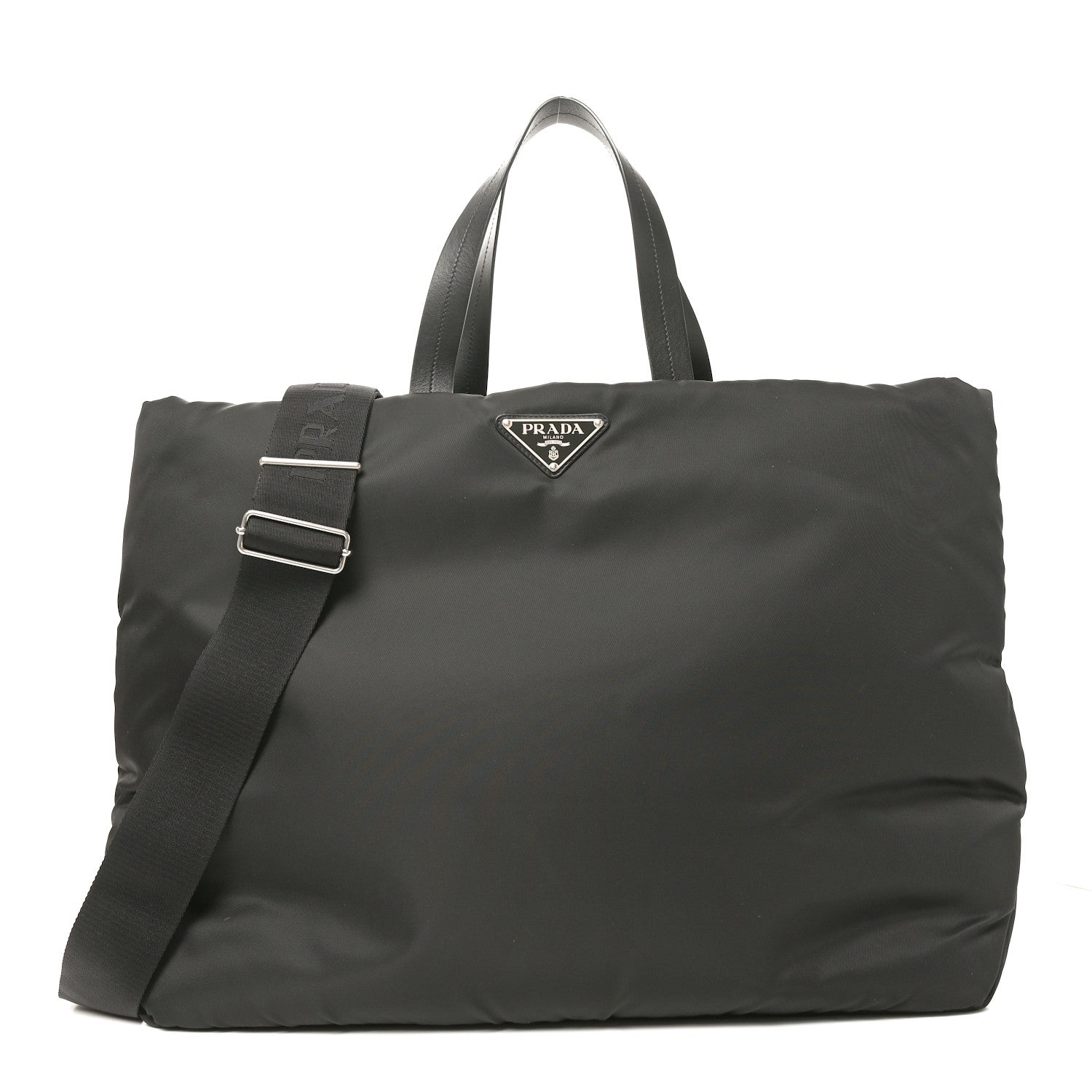 Prada Tessuto Nylon Soft Padded Large Shopping Tote Black 1 of 9