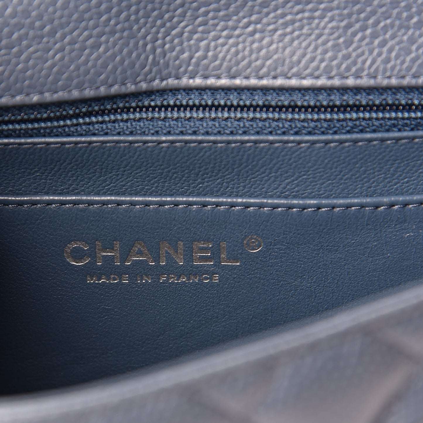 Caviar Quilted Mini Square Flap Dark Blue