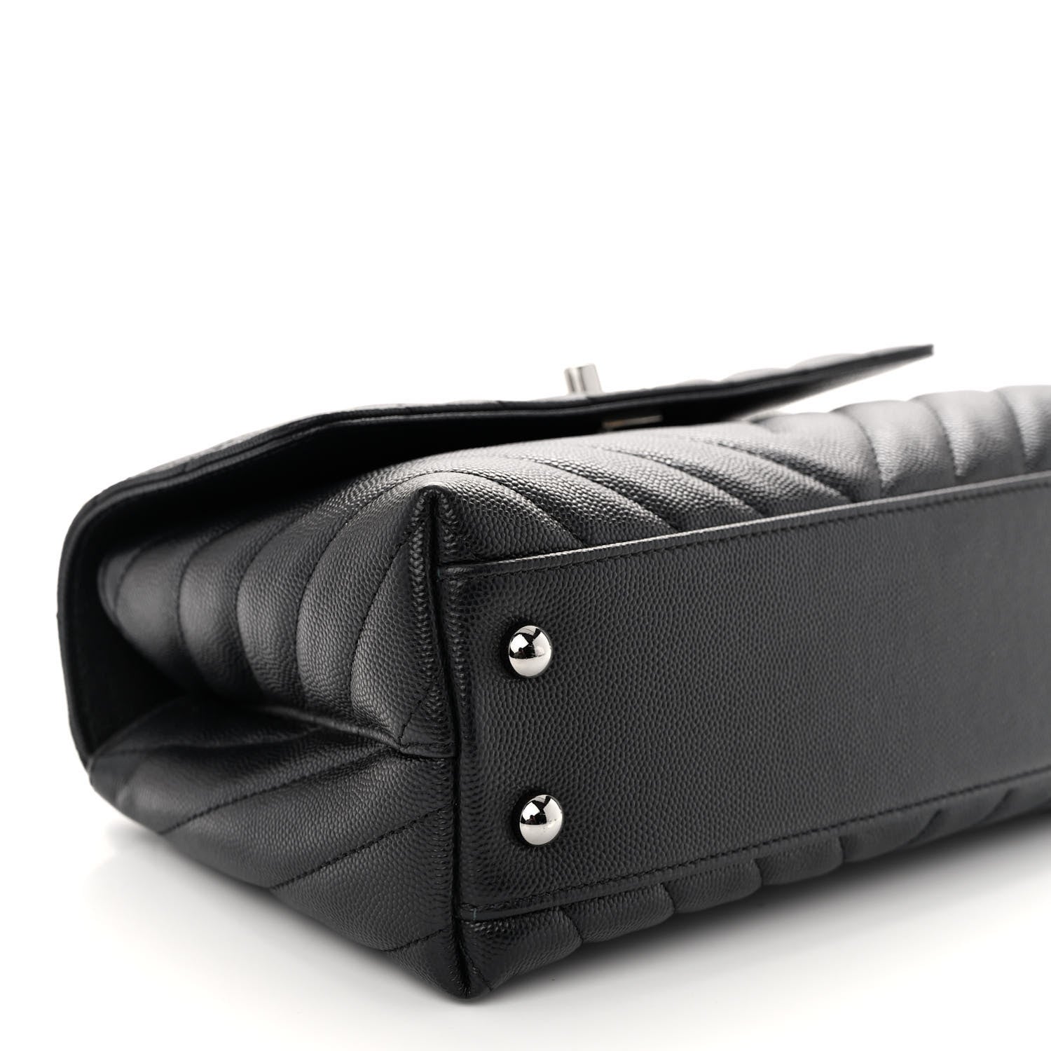 Chanel Caviar Chevron Quilted Mini Coco Handle Flap Black 9 of 10