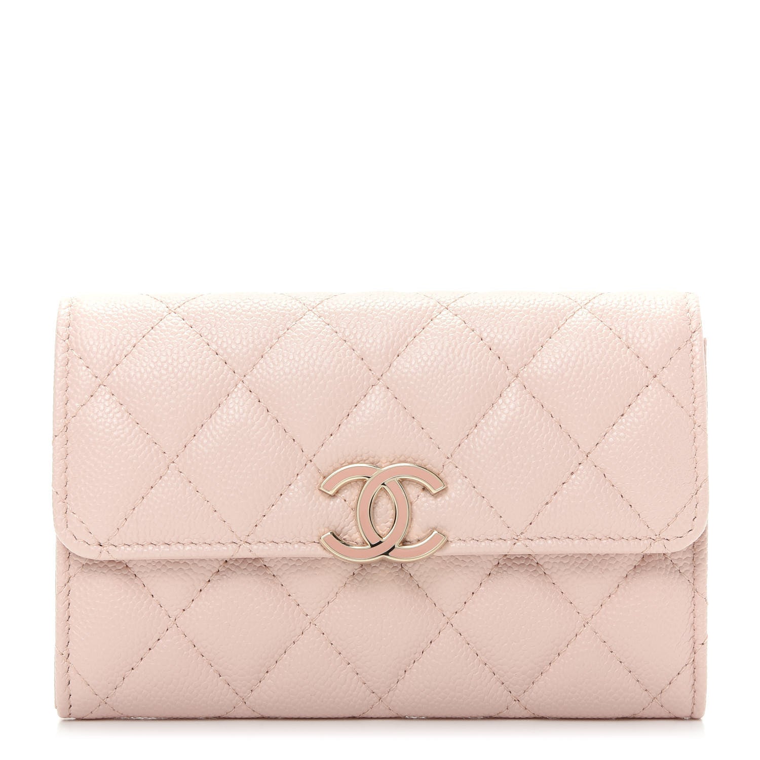 Chanel Caviar Quilted Flap Wallet Pink 1 of 9