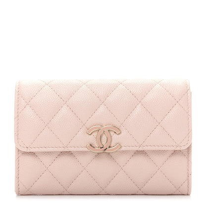 Chanel Caviar Quilted Flap Wallet Pink 1 of 9