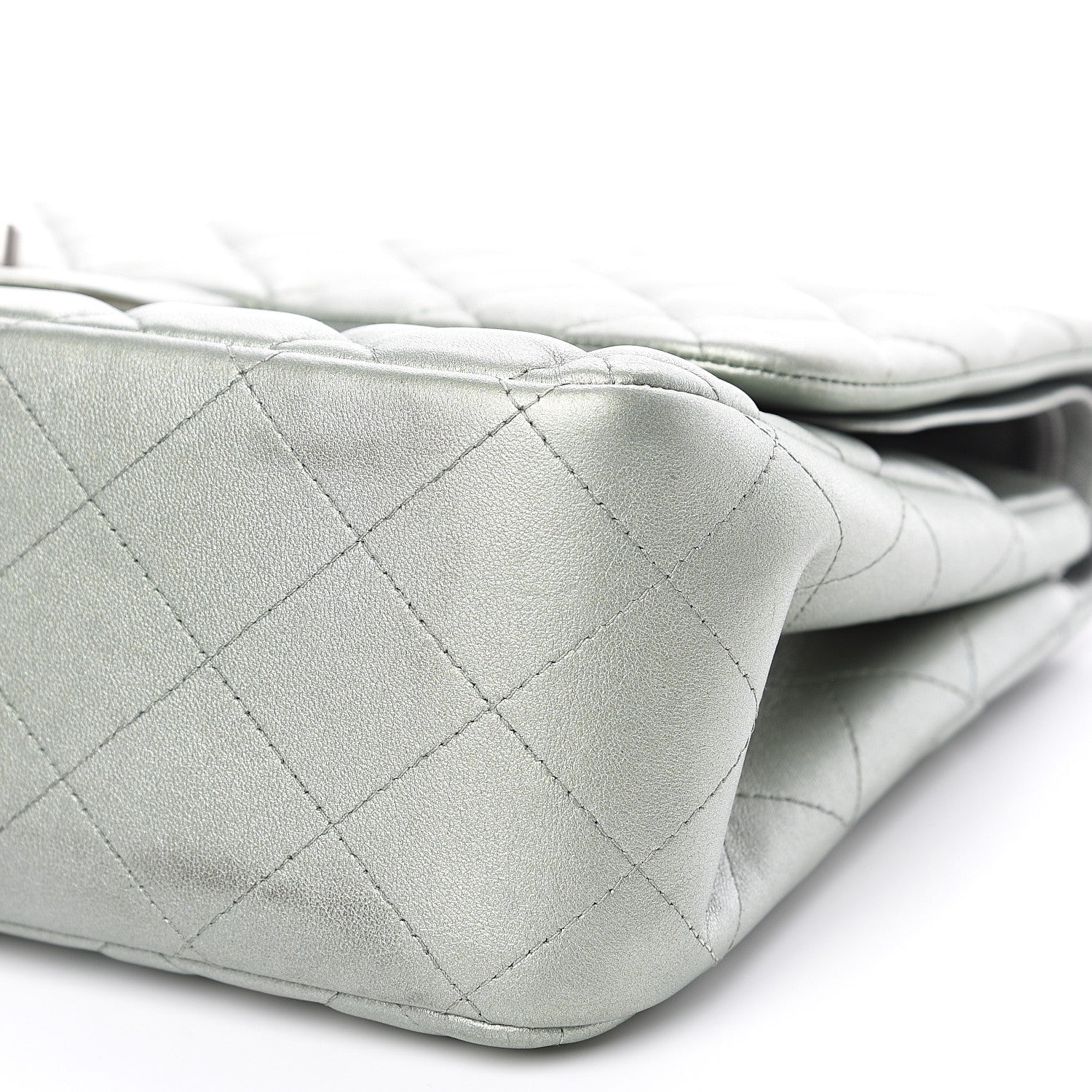 Chanel Metallic Lambskin Quilted Jumbo Double Flap Green 11 of 16