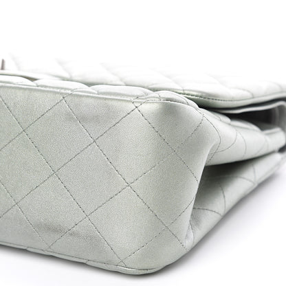 Chanel Metallic Lambskin Quilted Jumbo Double Flap Green 11 of 16
